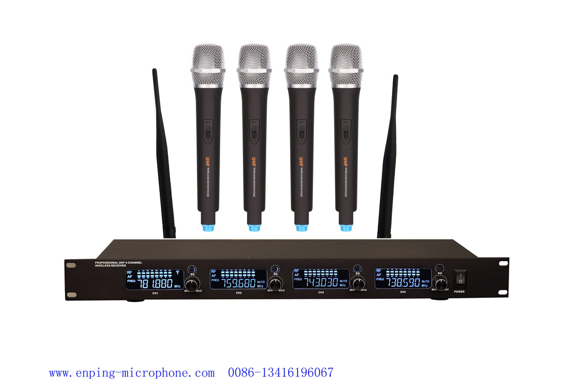 LS6045 Professional 4 channels UHF wireless microphone system with LCD