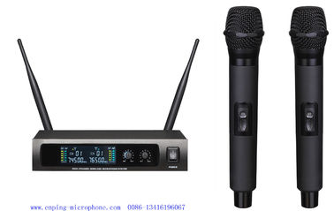 China LS-670 wireless microphone system UHF PRO dual channel headset lavalier LCD blacklight fixed frequency supplier
