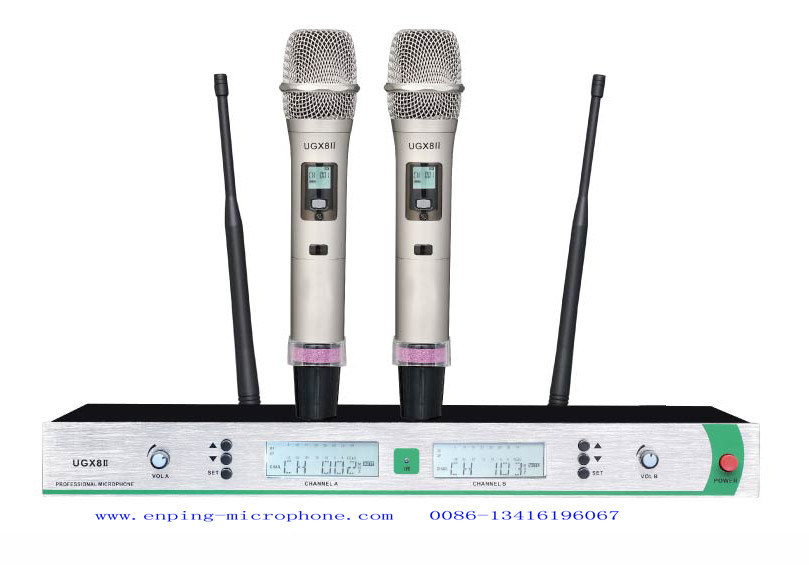 UGX8II wireless microphone system UHF IR selecta ble frequency PLL ...