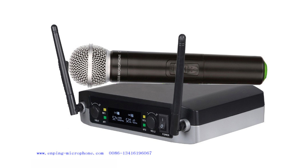 SR318 double channel VHF small size wireless microphone with screen