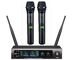 LS-970 pro wireless microphone system UHF IR selectable PLL 2 MIC headset lavalier lapel LCD small size chargable supplier